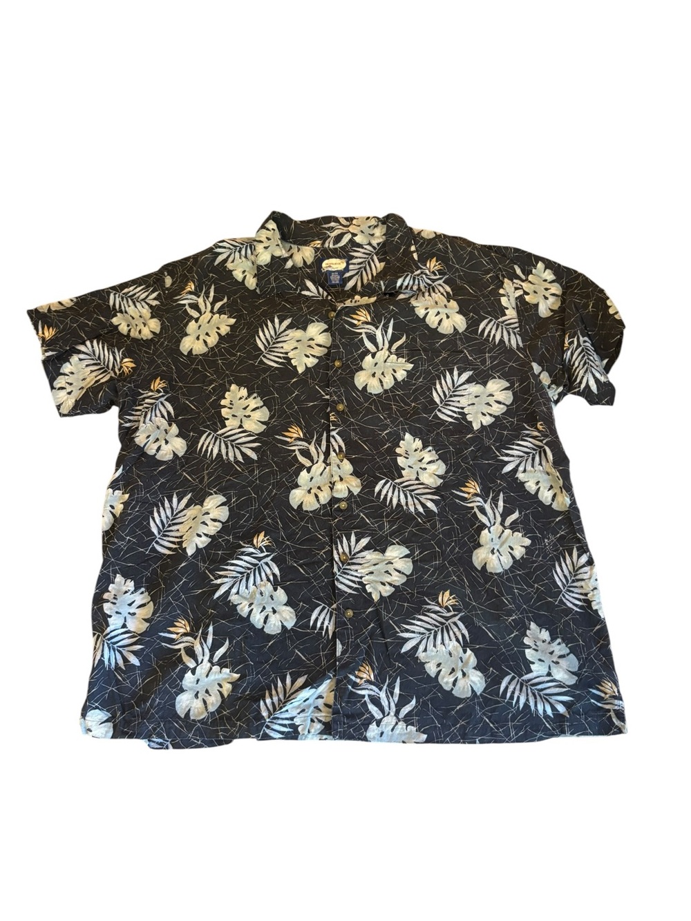 Island Blue Hawaiian Tropical Short Sleeve  Button Up Shirt Silk Cotton Mens 4X